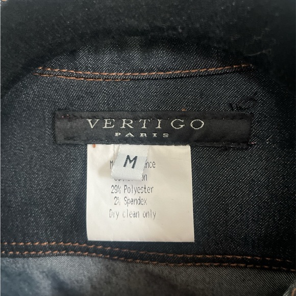 Vertigo Paris Dark Wash Silver Studded Denim Jacket Size Medium - Picture 2 of 9